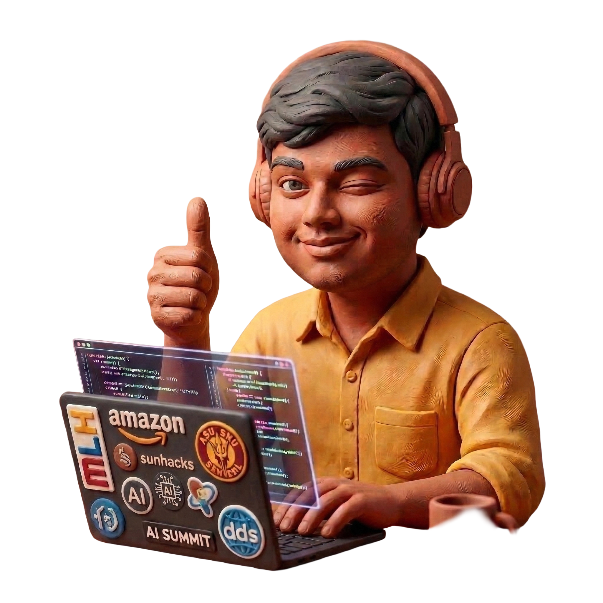 Vishal sitting with laptop mapping out projects